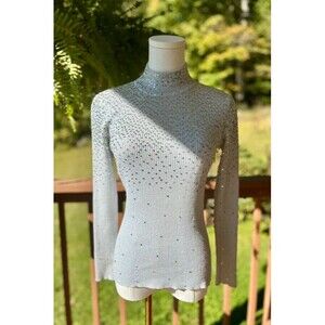 Once Again S Silver Metallic Sequin Mock Neck Sweater